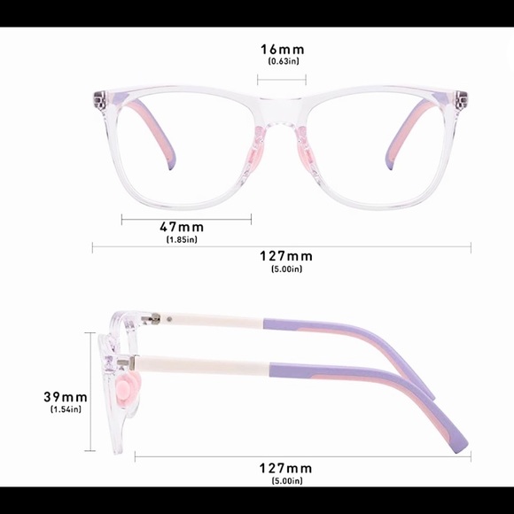 Wowsun Iridescent Purple Pink Kids Childrens Blue Light Blocking Glasses w/ Pads - Picture 3 of 10